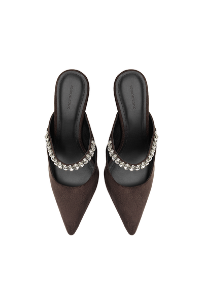 Giày Cao Gót Floralpunk Diana Pointy Mules - Suede Brown