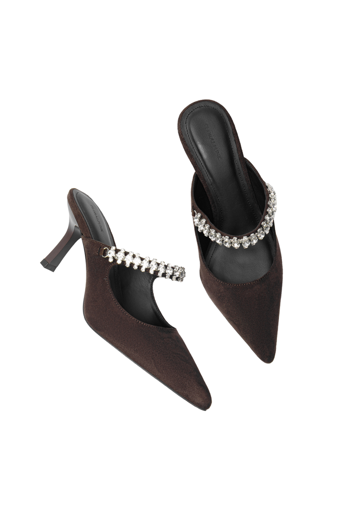 Giày Cao Gót Floralpunk Diana Pointy Mules - Suede Brown