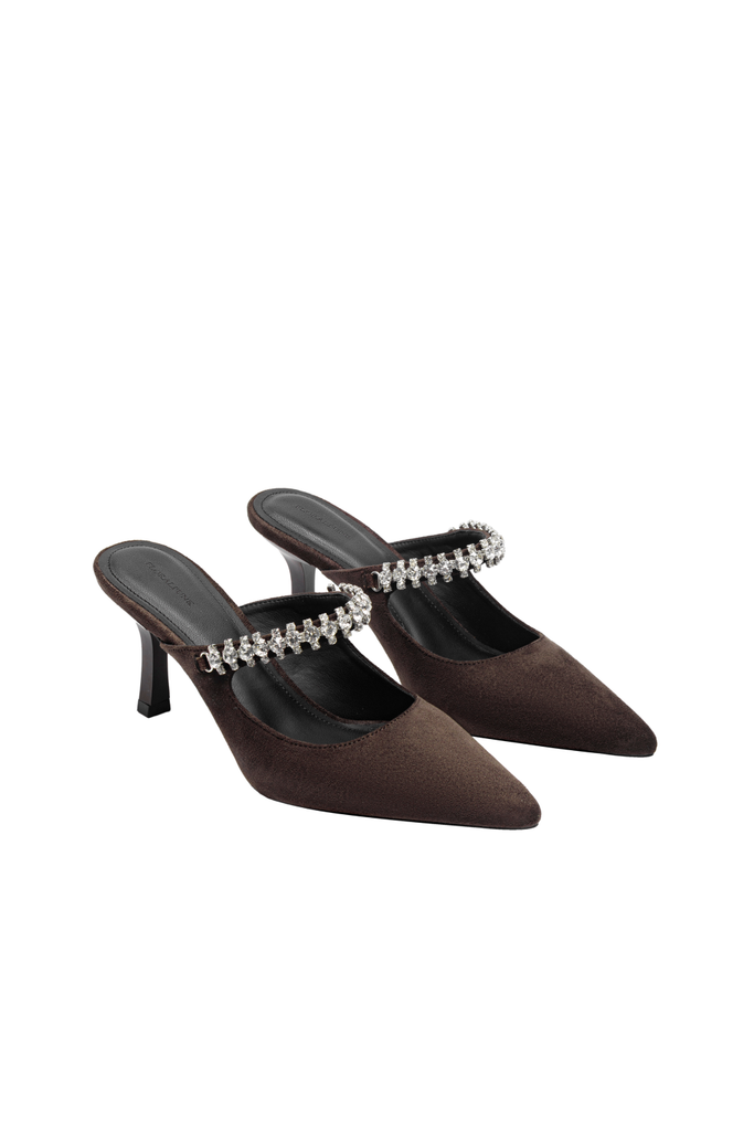 Giày Cao Gót Floralpunk Diana Pointy Mules - Suede Brown