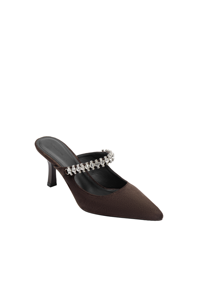 Giày Cao Gót Floralpunk Diana Pointy Mules - Suede Brown