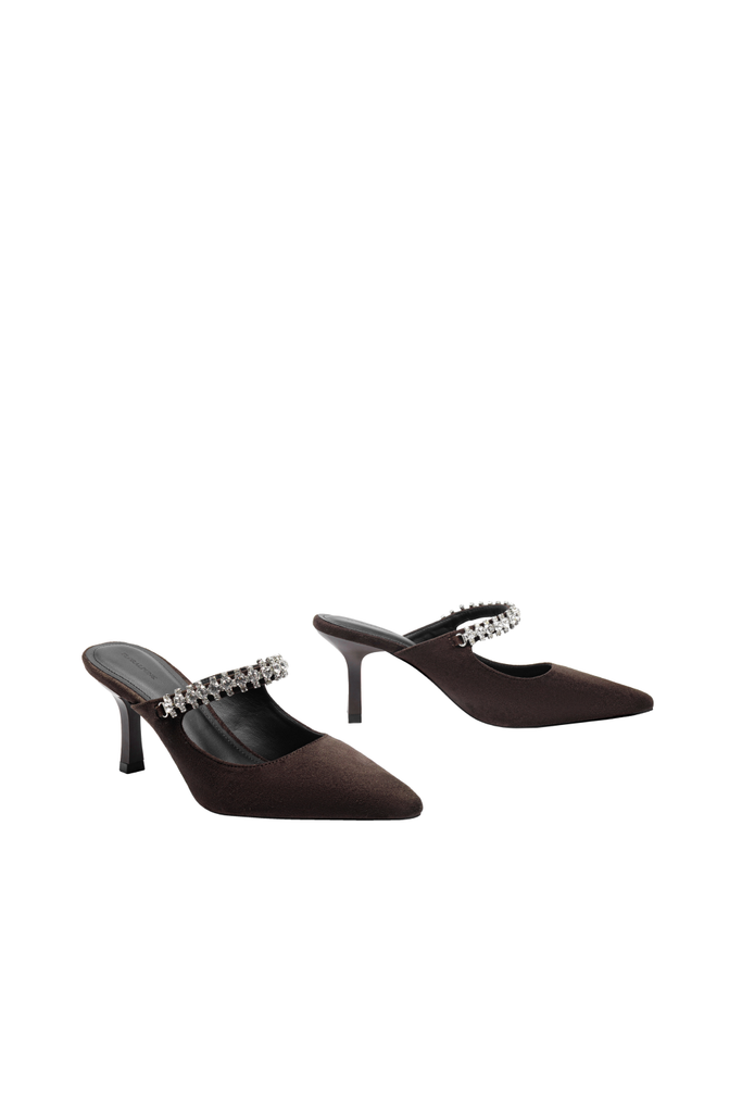 Giày Cao Gót Floralpunk Diana Pointy Mules - Suede Brown