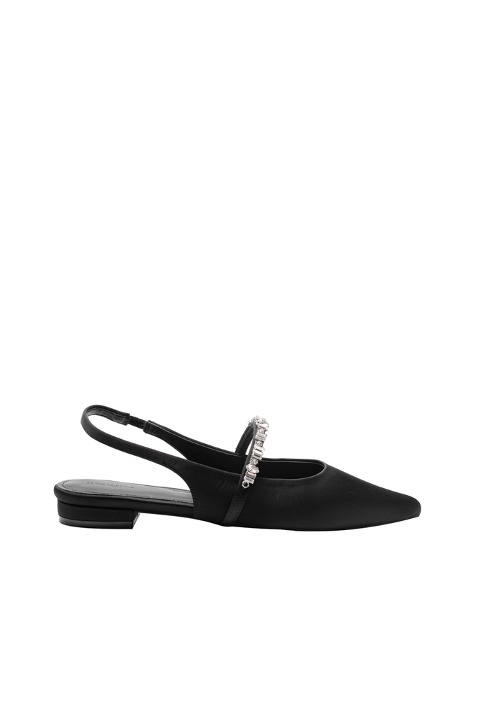 Giày Bệt Floralpunk Daphne Slingback Satin - Black