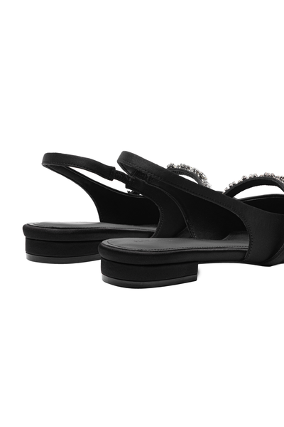 Giày Bệt Floralpunk Daphne Slingback Satin - Black