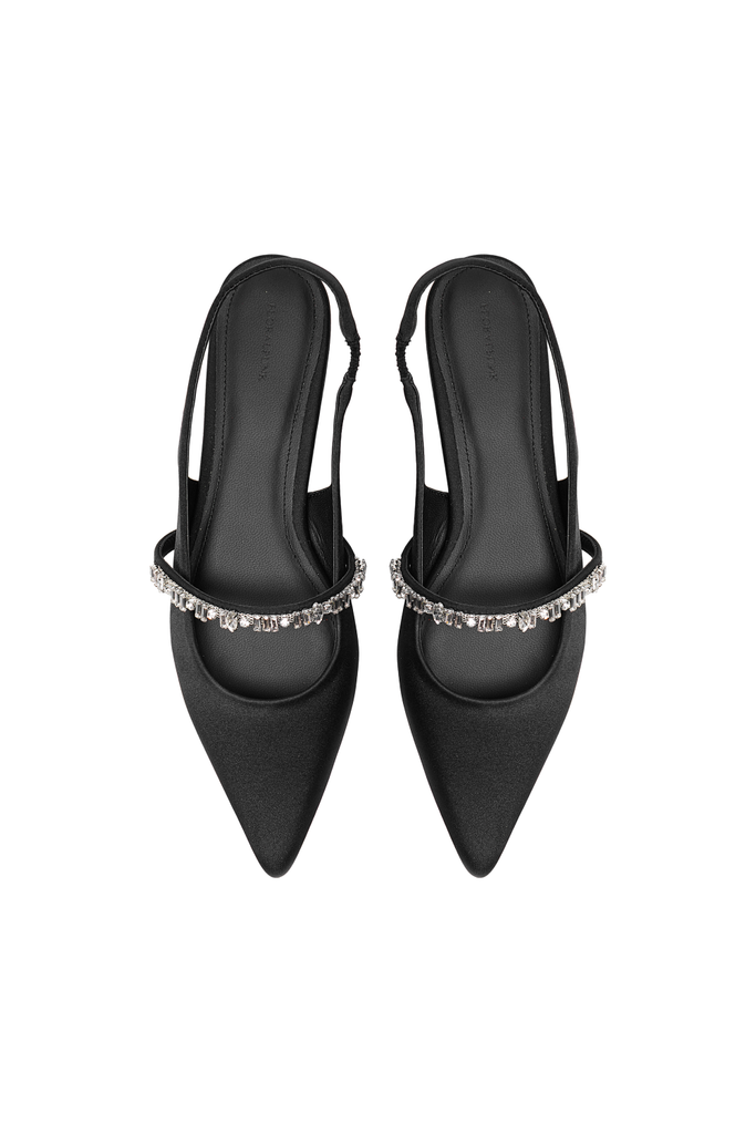 Giày Bệt Floralpunk Daphne Slingback Satin - Black
