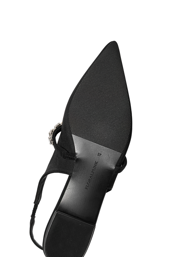 Giày Bệt Floralpunk Daphne Slingback Satin - Black