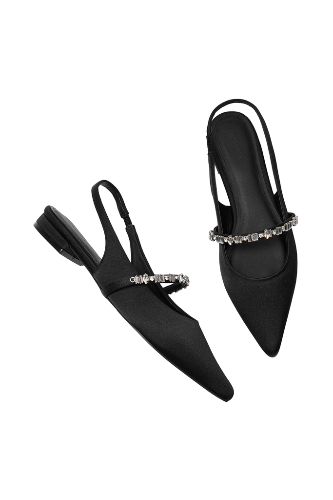 Giày Bệt Floralpunk Daphne Slingback Satin - Black