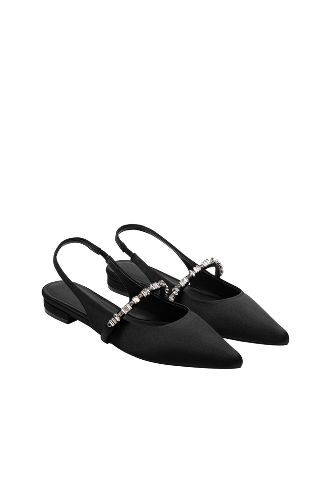 Giày Bệt Floralpunk Daphne Slingback Satin - Black