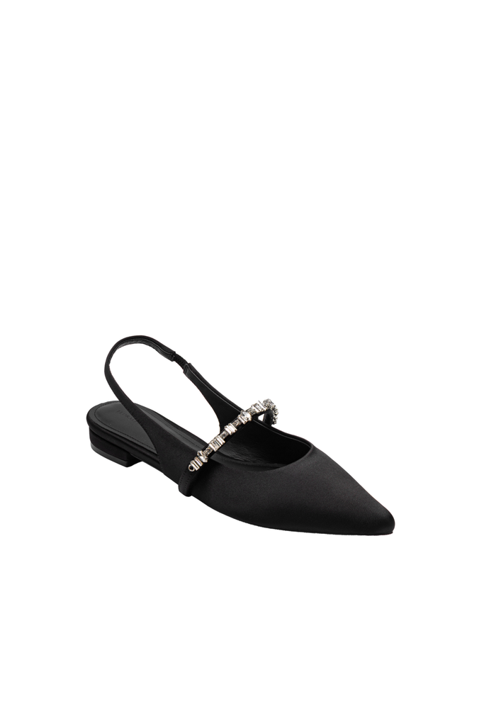 Giày Bệt Floralpunk Daphne Slingback Satin - Black