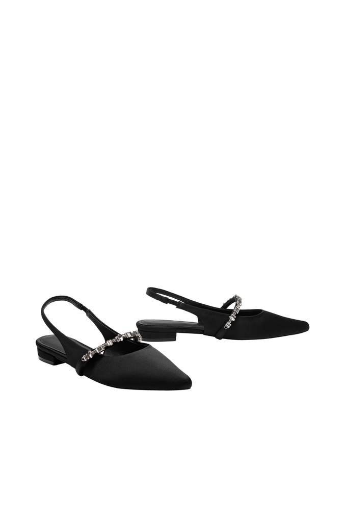 Giày Bệt Floralpunk Daphne Slingback Satin - Black