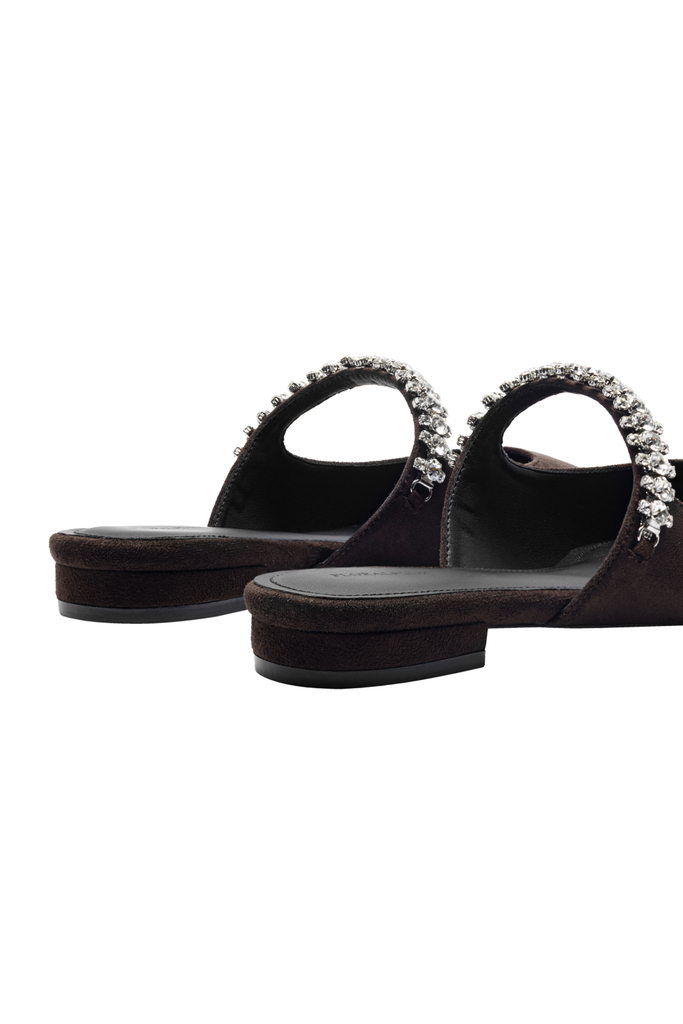 Giày Bệt Floralpunk Diana Mules - Suede Brown