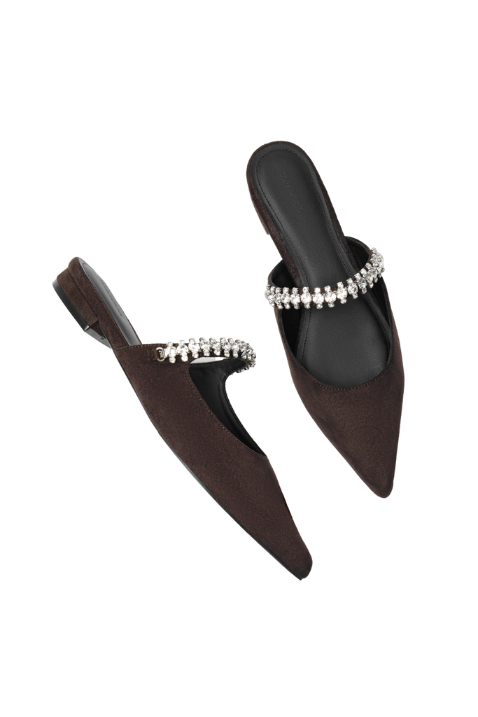 Giày Bệt Floralpunk Diana Mules - Suede Brown