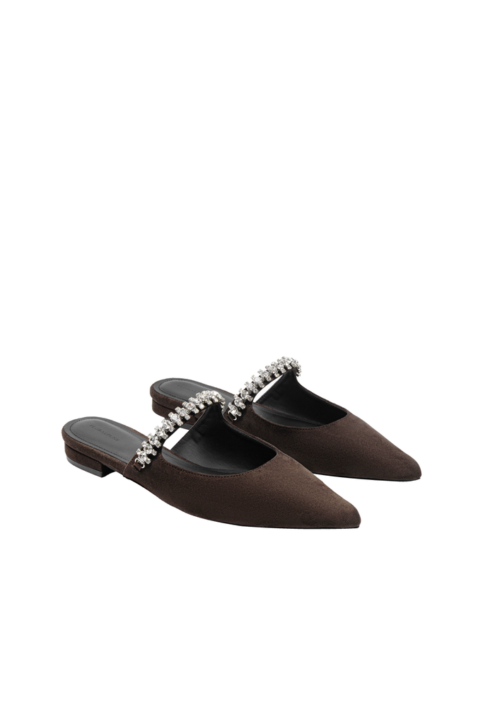 Giày Bệt Floralpunk Diana Mules - Suede Brown