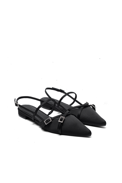 Giày Bệt Floralpunk Crystal Clasp Flats - Satin