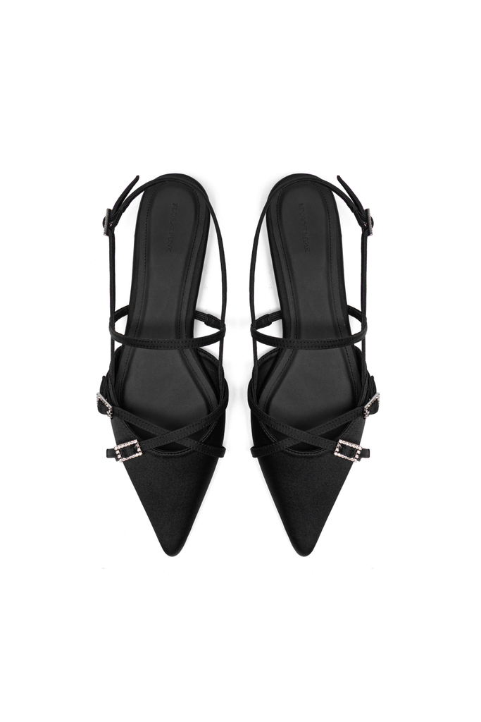 Giày Bệt Floralpunk Crystal Clasp Flats - Satin