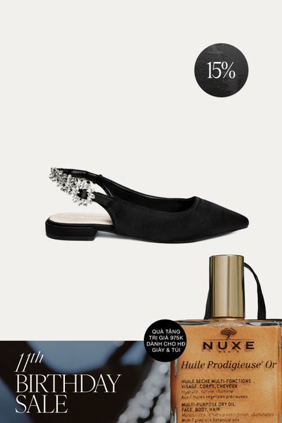 Giày Bệt Floralpunk Crystal Slingback Flats