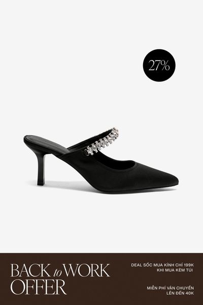 Giày Cao Gót Floralpunk Diana Pointy Mules - Satin