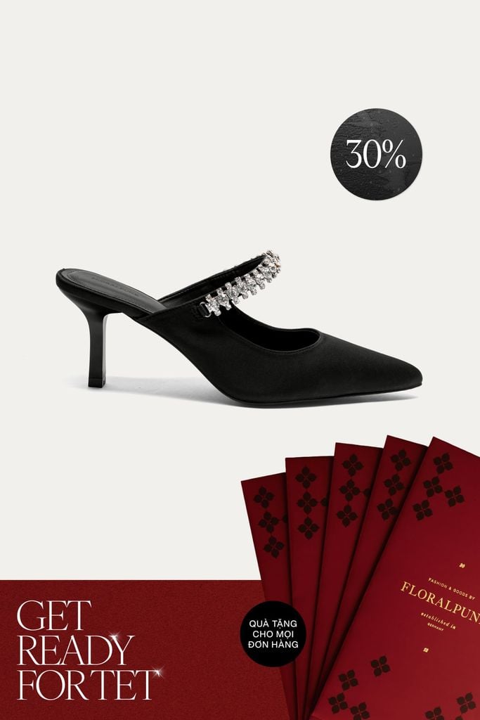 Giày Cao Gót Floralpunk Diana Pointy Mules - Satin