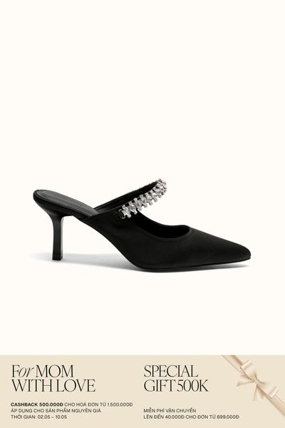 Giày Cao Gót Floralpunk Diana Pointy Mules - Satin
