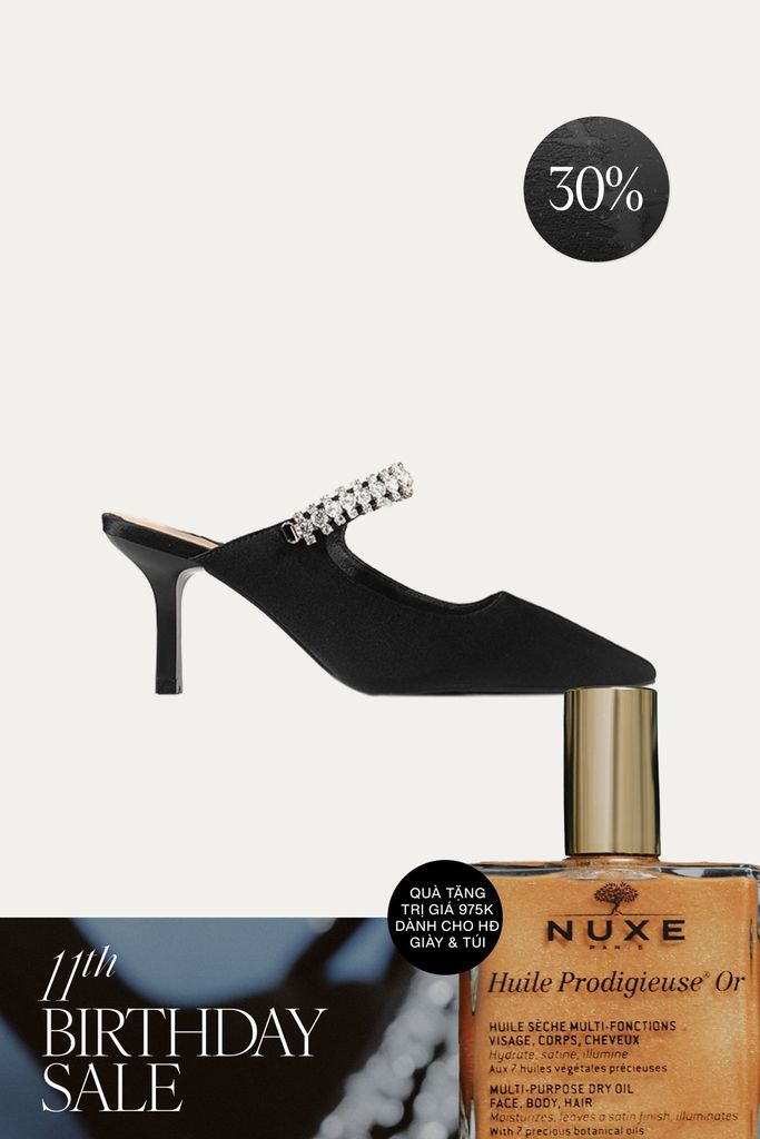 Giày Cao Gót Floralpunk Diana Pointy Mules - Satin