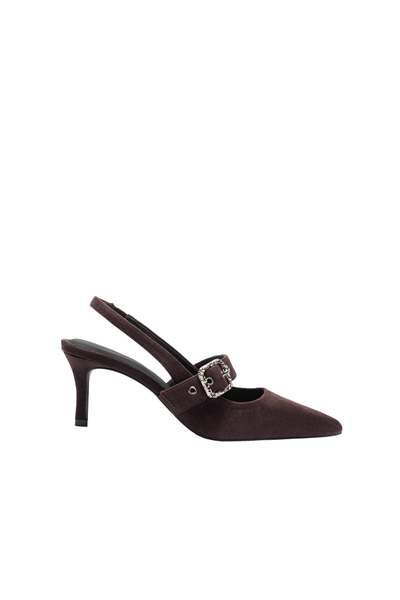 Giày Cao Gót Floralpunk Mary Heels - Suede Brown