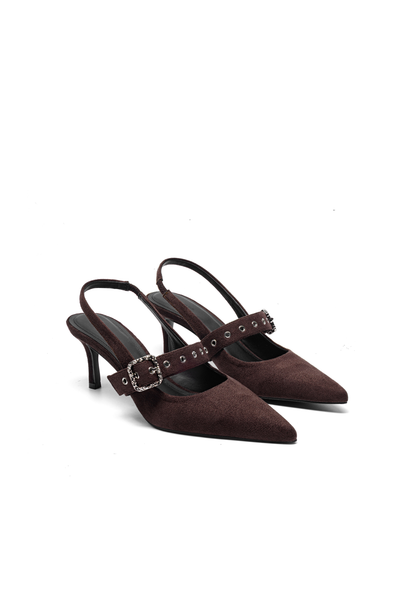 Giày Cao Gót Floralpunk Mary Heels - Suede Brown