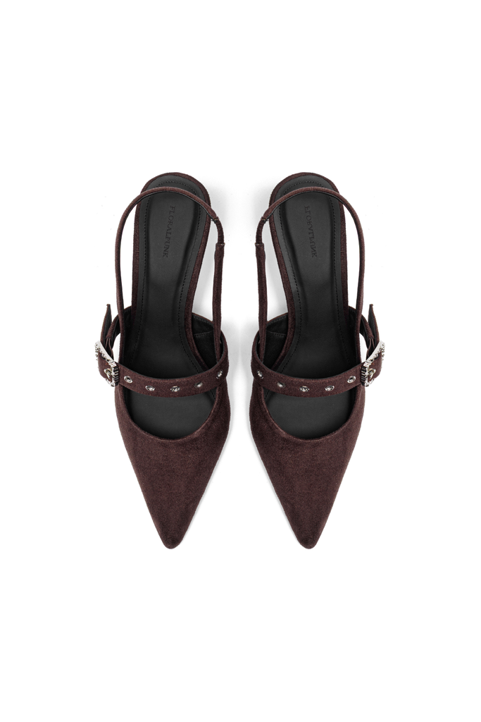 Giày Cao Gót Floralpunk Mary Heels - Suede Brown