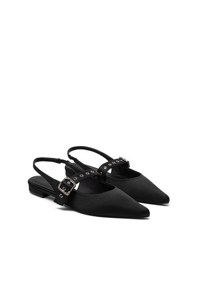 Giày Bệt Floralpunk Mary Pointy - Suede Black