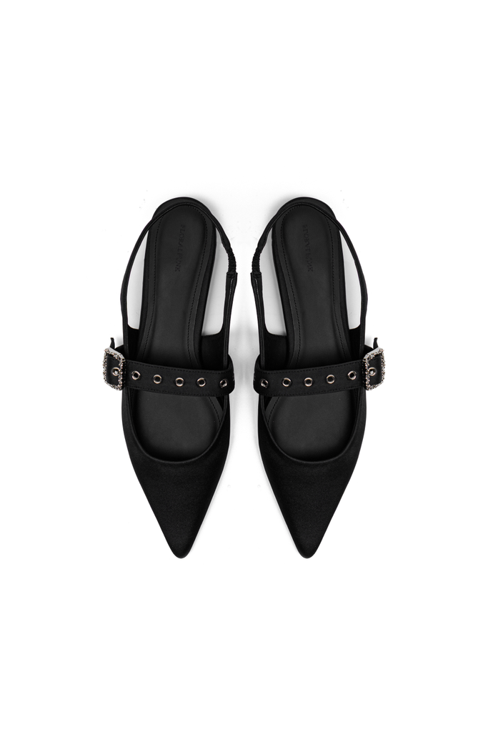 Giày Bệt Floralpunk Mary Pointy - Suede Black