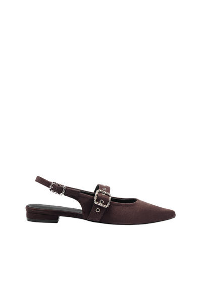 Giày Bệt Floralpunk Mary Pointy - Suede Brown