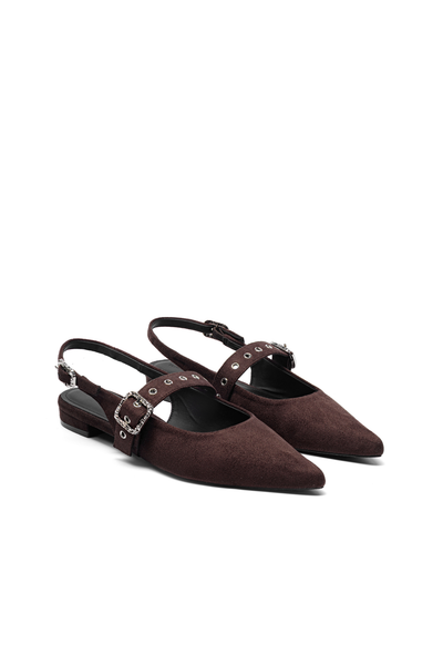 Giày Bệt Floralpunk Mary Pointy - Suede Brown