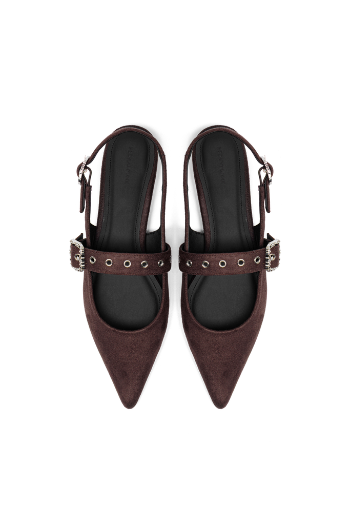 Giày Bệt Floralpunk Mary Pointy - Suede Brown
