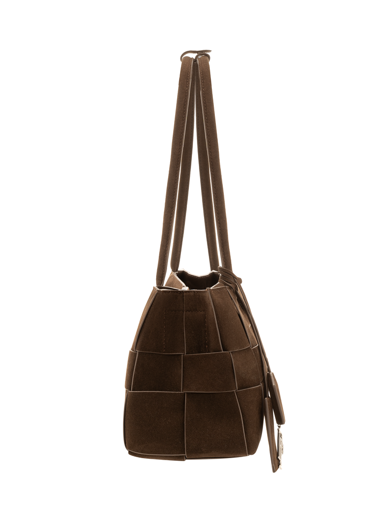 Túi Xách Floralpunk Woven Long Handle Suede Brown
