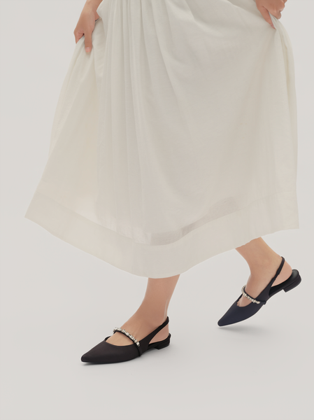Giày Bệt Floralpunk Daphne Slingback Satin - Black
