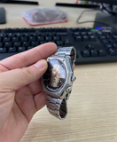 Hàng lướt 80% - Đồng hồ ORIENT - dây kim loại màu trắng - mặt màu đen vàng