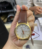 Hàng mới 100% - Đồng hồ SUNRISE - DM779PWA - dây quai da màu nâu - mặt màu trắng