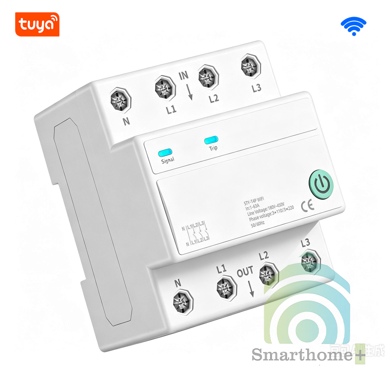 Công Tắc 3 Pha Wifi Tuya 63A Lắp Tủ Điện CB6-3P