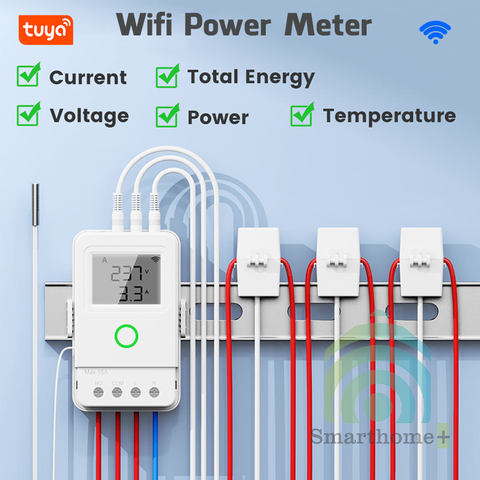 Thiết Bị Kẹp Dòng Giám Sát Công Suất Điện 1 pha 80A 3 Kênh Wifi Có Màn Hình Tuya EM8-3CH