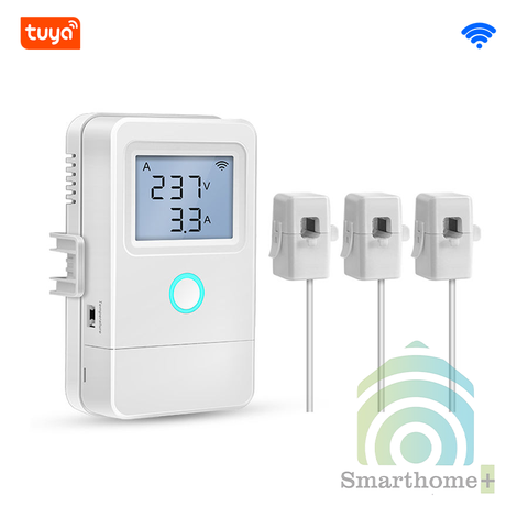 Thiết Bị Kẹp Dòng Giám Sát Công Suất Điện 1 pha 80A 3 Kênh Wifi Có Màn Hình Tuya EM8-3CH