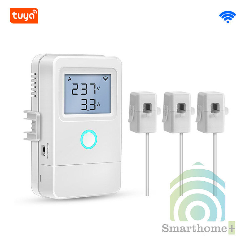 Thiết Bị Kẹp Dòng Giám Sát Công Suất Điện 1 pha 80A 3 Kênh Wifi Có Màn Hình Tuya EM8-3CH