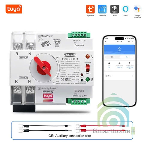 Cầu Dao ATS Đảo Nguồn Tự Động 1 Pha 3 Pha Không Gián Đoạn Wifi Tuya