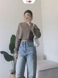  Áo Thun Croptop Tay Dài 