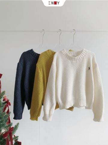  Áo Len Cổ Tròn Thêu Ngựa 