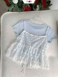  Set Áo Thun Croptop Kèm Áo Dây Hoa Nhí 
