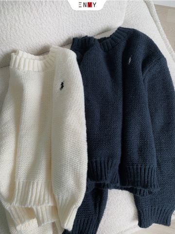  Áo Len Cổ Tròn Thêu Ngựa 