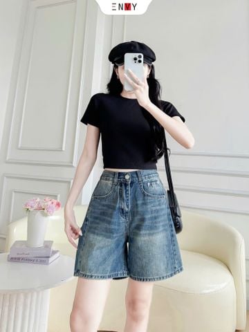  Áo Thun Gân Dáng Ngắn 