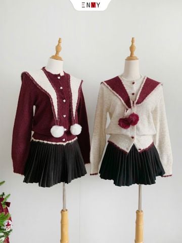  Áo Cardigan Len Kèm Khăn Thủy Thủ 