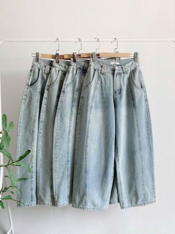  Jean Ống Rộng Bí Cong Viền Thân 