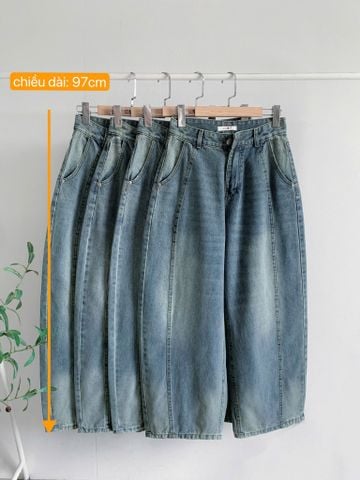  Jean Ống Rộng Bí Cong Viền Thân Rách 