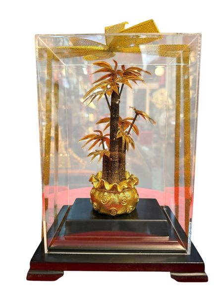 Quà lưu niệm-Cây kim ngân mạ vàng 24k 17x14x22cm