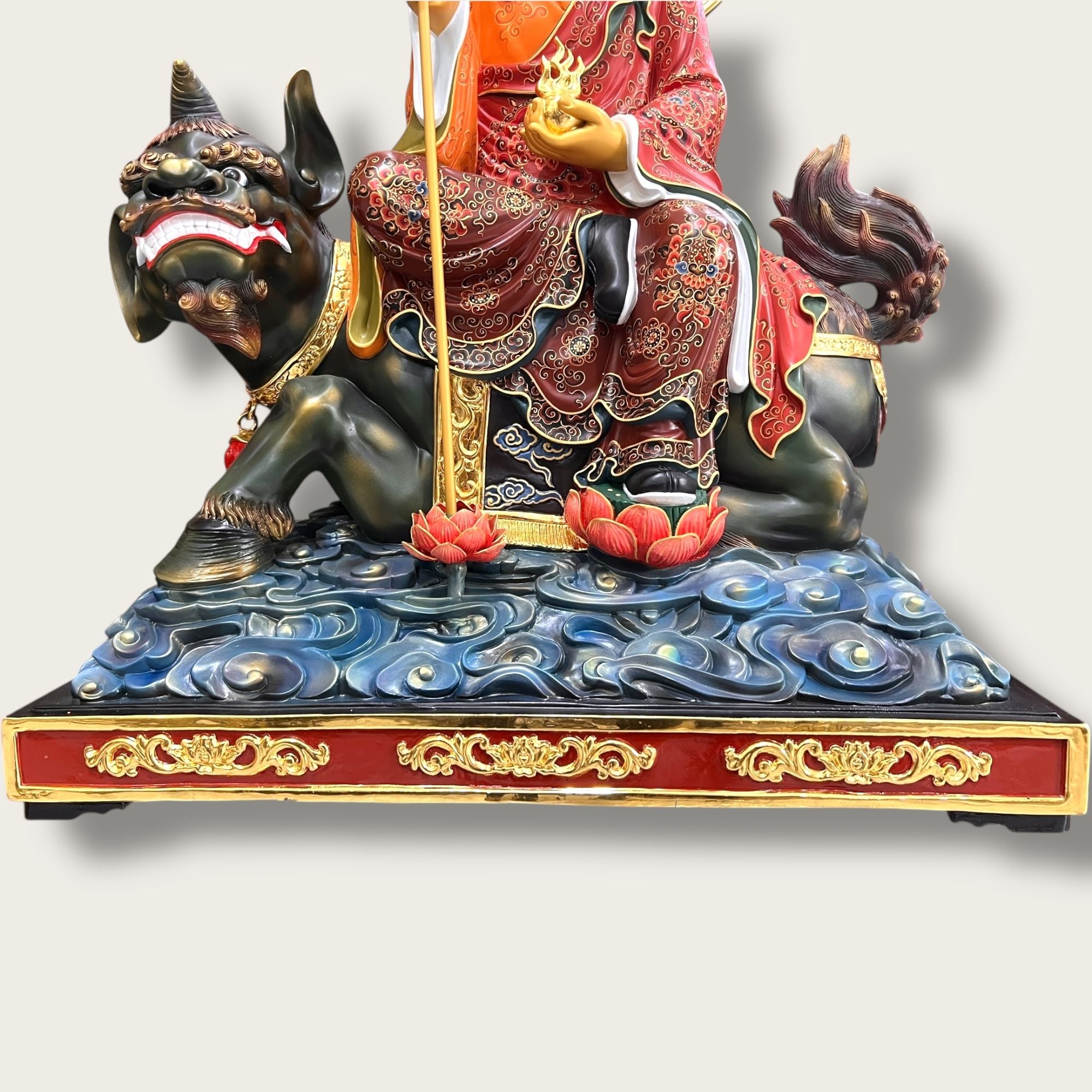 Tượng Địa Tạng Vương bằng đồng vẽ gấm dát vàng 24k